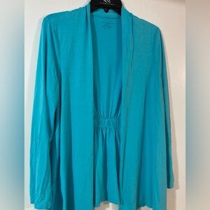 Charter Club long turquoise open cardigan, Womens size XL petite, good cond.
